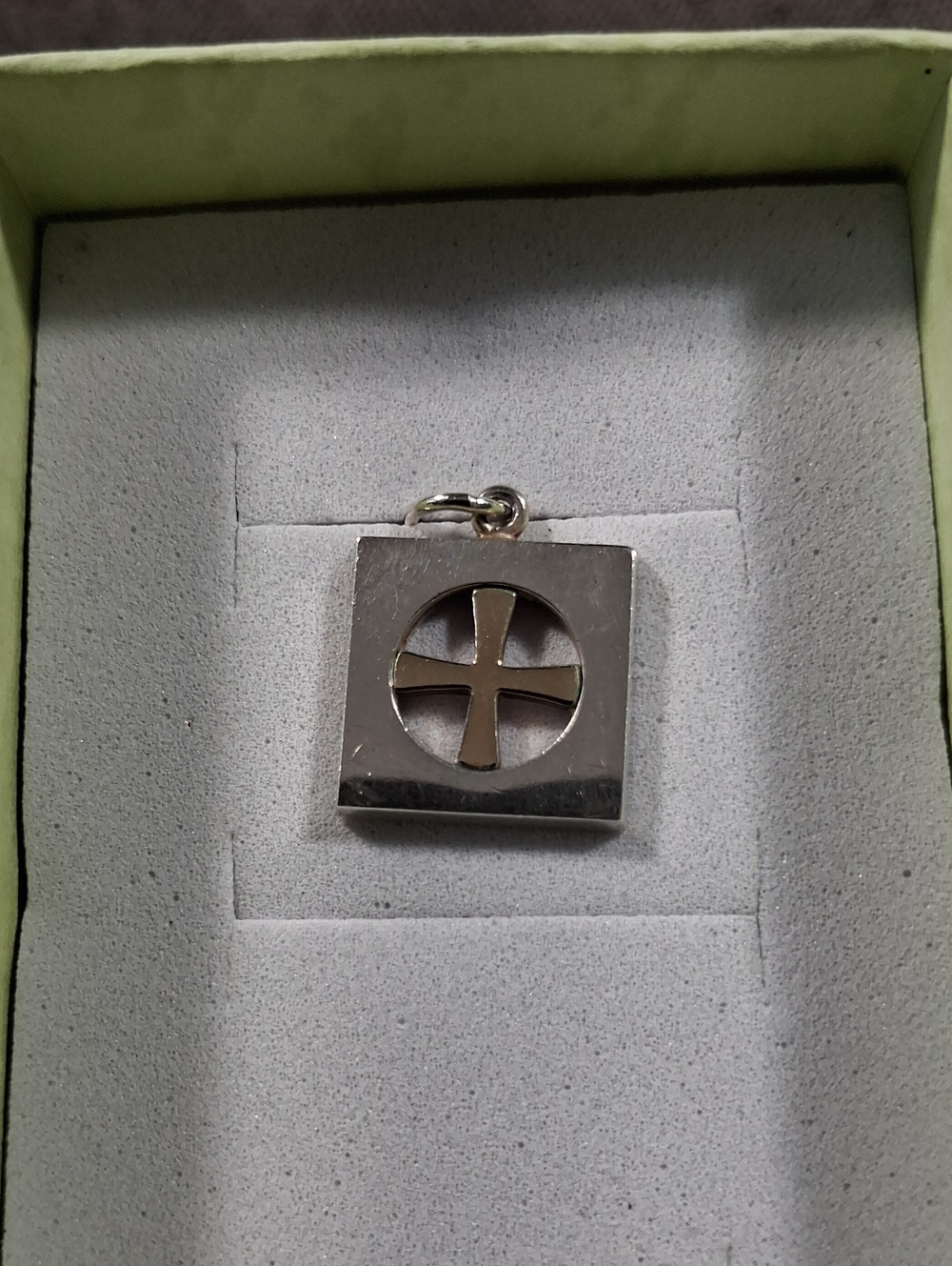 Vintage Kupittaan Kulta Marked 925 Sterling Silver Gold Square Cross Pendant G